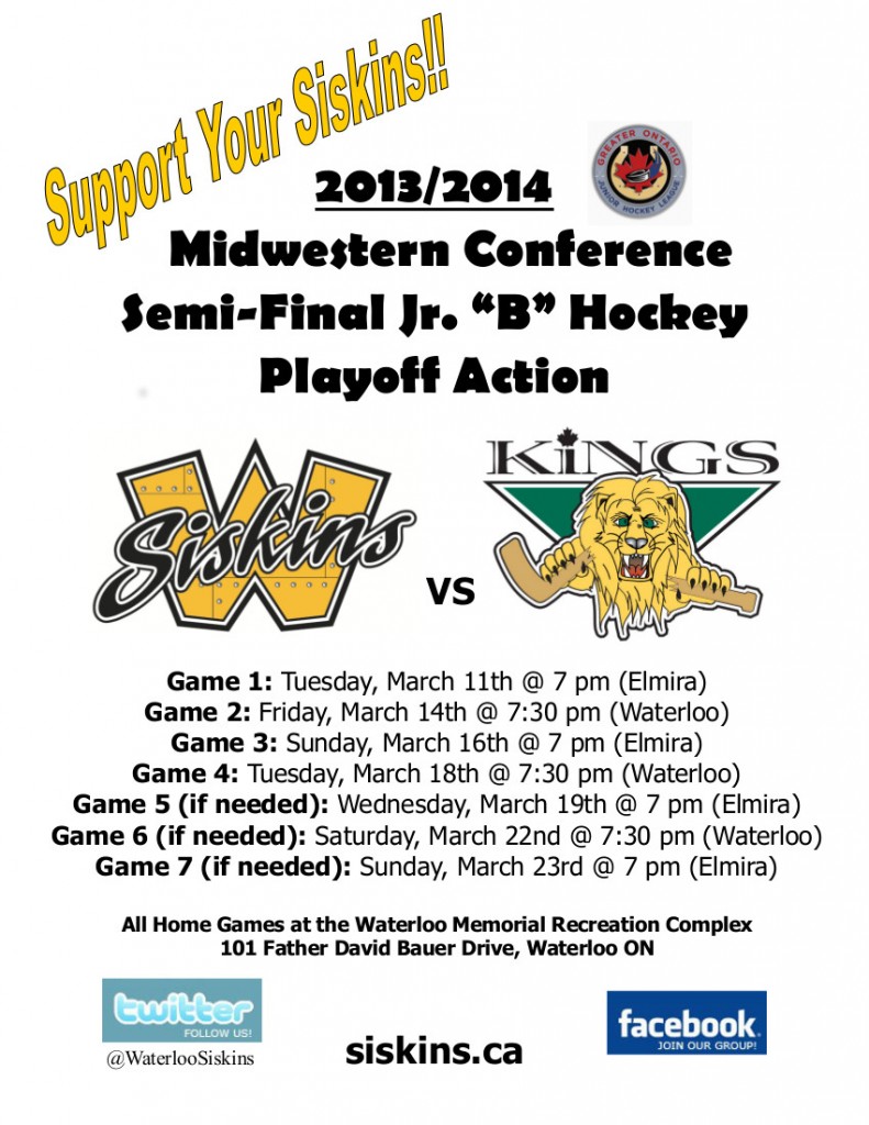 Siskins 2nd Round Playoff Schedule Flyer